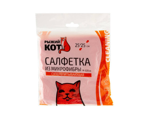 Салфетка из микрофибры М-02Есо, цвет: красный, размер: 25х25см